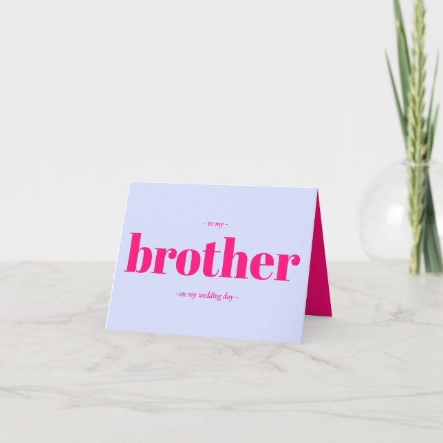 Carte Brother Wedding Minimal Simple Lilac pink (Devant)