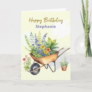 Carte Brouette de jardin personnalisée Joyeux Anniversai