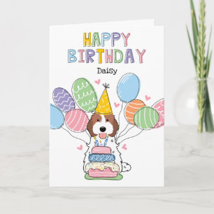 Carte Brown blanc Cockapo Cavapoo Chien Joyeux anniversa