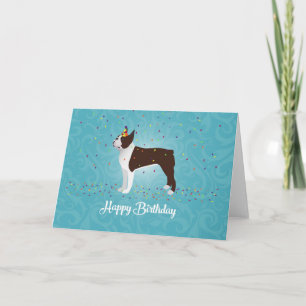 Carte Brown Boston Terrier Design d'anniversaire
