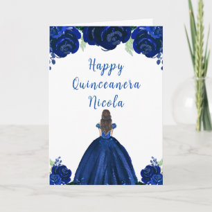 Carte Brown Cheveux Princess Marine Floral Quinceanera