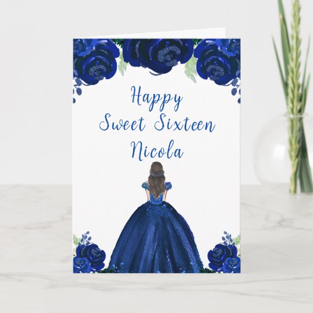 Carte Brown Cheveux Princess Marine Floral Sweet sixteen (Devant)