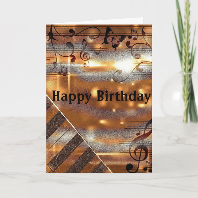 Carte Brown Clef Sheet Music Piano Anniversaire (Devant)