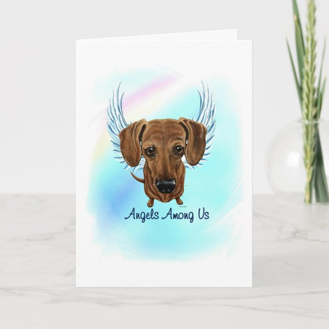 Carte Brown Dachshund Angel Dog Pet Perte Sympathi (Devant)