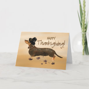 Carte Brown Dachshund Funny Pèlerin Casquette Thanksgivi