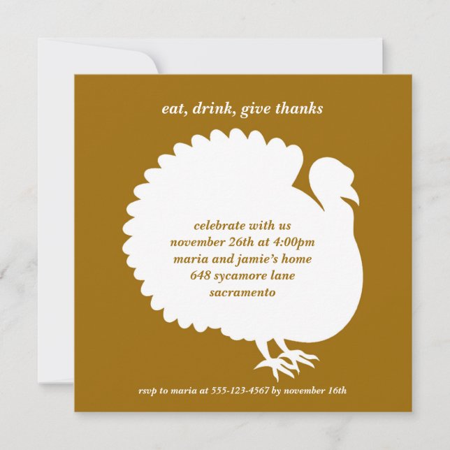 Carte Brown d'invitation de thanksgiving de carré (Devant)