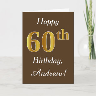 Carte Brown, Faux Gold 60e anniversaire + Nom personnali