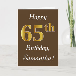 Carte Brown, Faux Gold 65e anniversaire + Nom personnali