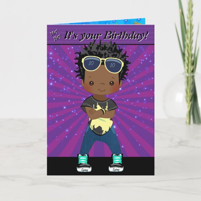 Carte Brown Garçons Hip hop Mot Rechercher Joyeux Annive (Devant)