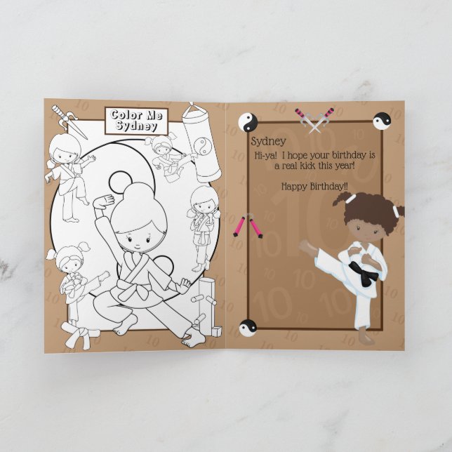 Carte Brown Girls Karate Coloring Page Joyeux anniversai (Intérieur)