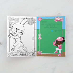 Carte Brown Girls Softball Coloriage Page Joyeux Anniver