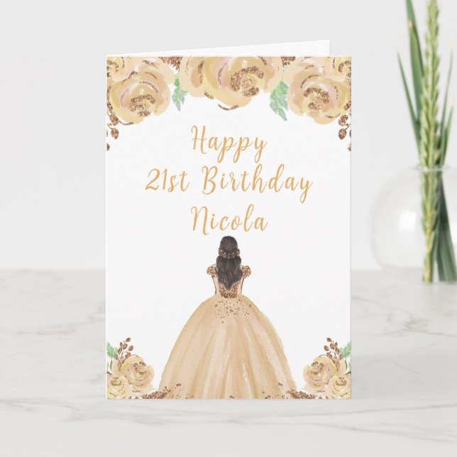 Carte Brown Hair Princess Peach Floral Anniversaire (Devant)