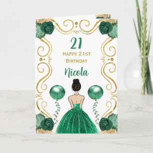 Carte Brown Hair Princesse Green Joyeux anniversaire