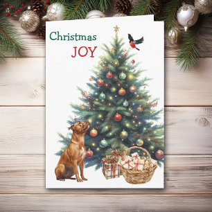 Carte Brown Pit Bull, Bullfinch et Holiday Tree