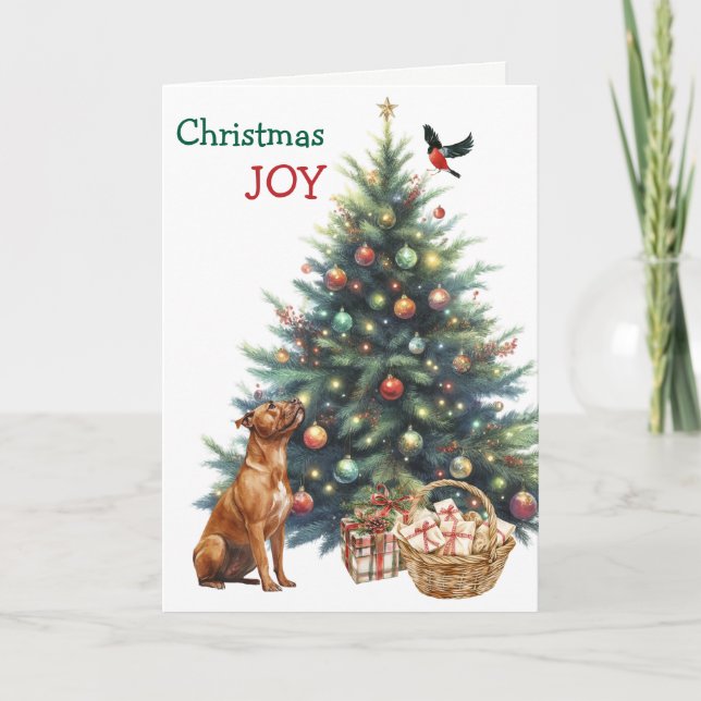 Carte Brown Pit Bull, Bullfinch et Holiday Tree (Devant)