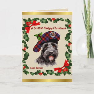 Carte Brown Scottie Dog Xmas personnalisé