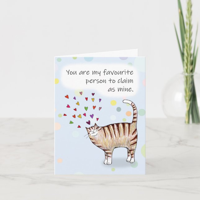 Carte Brown Tabby Cat I love you Folded Greeting Card (Devant)