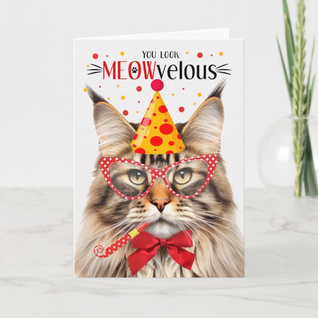 Carte Brown Tabby Maine Coon Cat MEOWvelous Anniversaire (Devant)