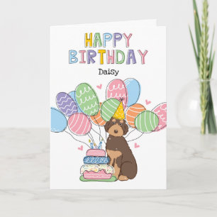 Carte Brown Tan Aussiedoodle Chien Joyeux anniversaire