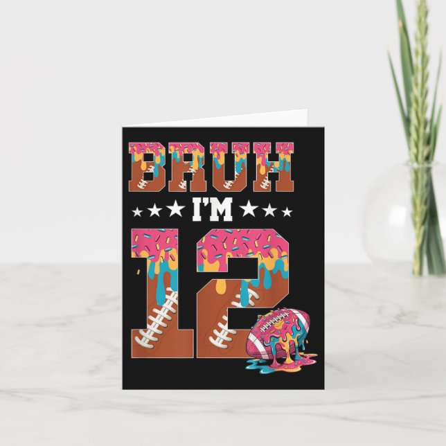 Carte Bruh 12e anniversaire garçon Football Ice Cream Dr (Devant)