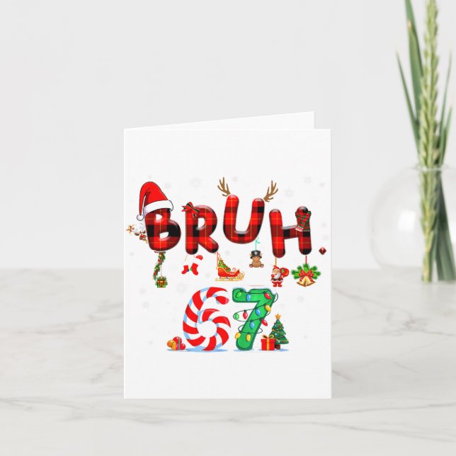 Carte Bruh 67 Six Seven 6 7 Mème Noël Canne à Sucre Li (Devant)