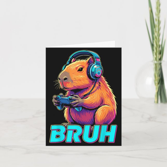 Carte Bruh Capybara Drôles de jeux vidéo Capybaras  (Devant)