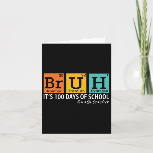 Carte Bruh C'est mes 100 Jours d'école Professeur de Mat (Devant)