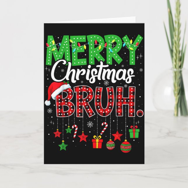 Carte Bruh Christmas Red Plaid Teens Boys Kids Xmas Paja (Devant)