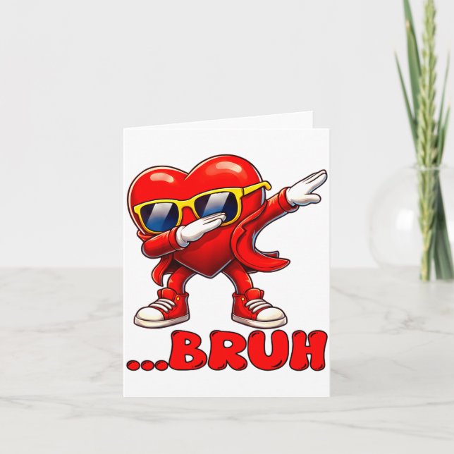 Carte Bruh Dabbing Cœur Drôle Enfants Garçons Hommes Sai (Devant)