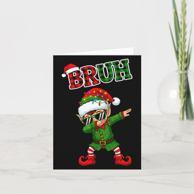 Carte Bruh Dabbing Elf Funny Kids Years Pajamas Christma (Devant)
