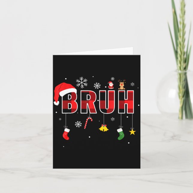 Carte Bruh Funny Christmas Red Plaid Teens Boys Kids Xma (Devant)