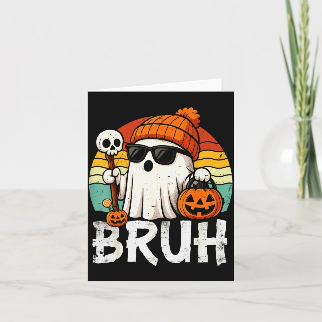 Carte Bruh Ghost Halloween Cute Ghost Trick Or Treat Can (Devant)