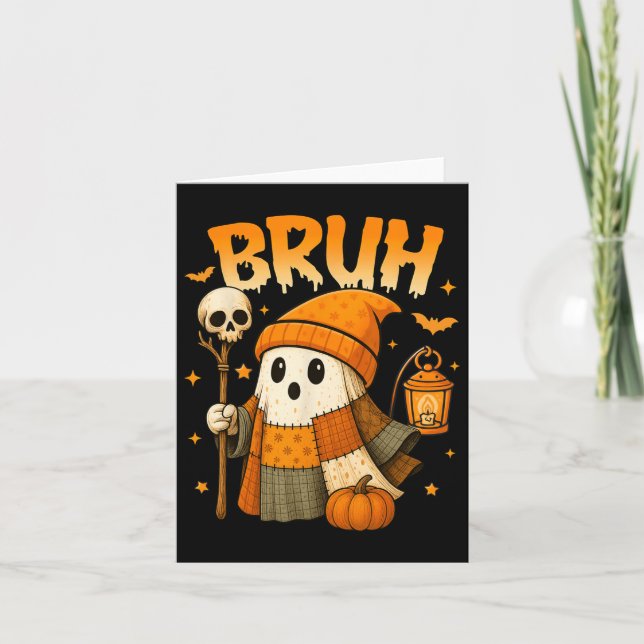 Carte Bruh Ghost Halloween Cute Platwork Ghost Tricot Ou (Devant)