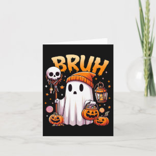 Carte Bruh Ghost Halloween mignon Ghost Tricot Ou Traite