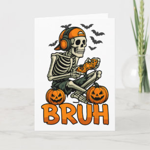 Carte Bruh Halloween Garçons Enfants Gamer Mens Skeleton