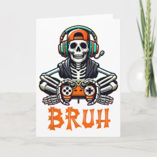 Carte Bruh Halloween Garçons Enfants Gamer Mens Skeleton