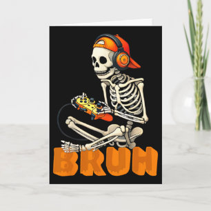 Carte Bruh Halloween squelette joueur vidéo de jeu garço
