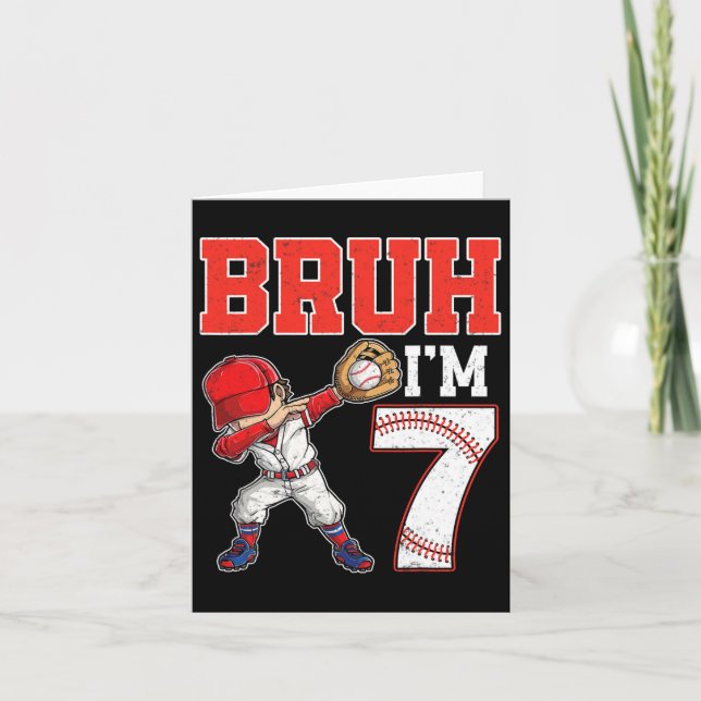 Carte Bruh I'm 7 Dabbing Vendre 7ème anniversaire fête e (Devant)