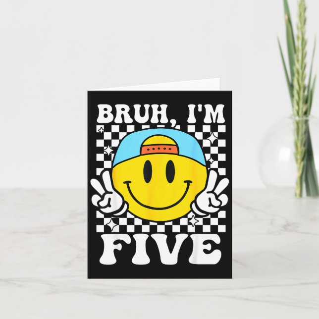 Carte Bruh I'm Five 5 5th Birthday Groovy Boys Girls 5 Y (Devant)