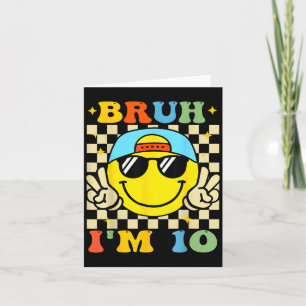 Carte Bruh j'ai 10 ans bleu Anniversaire garçons 10e ann