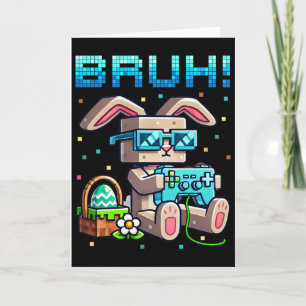 Carte Bruh Joyeuses Pâques Lapin Chasse aux œufs Jeux vi