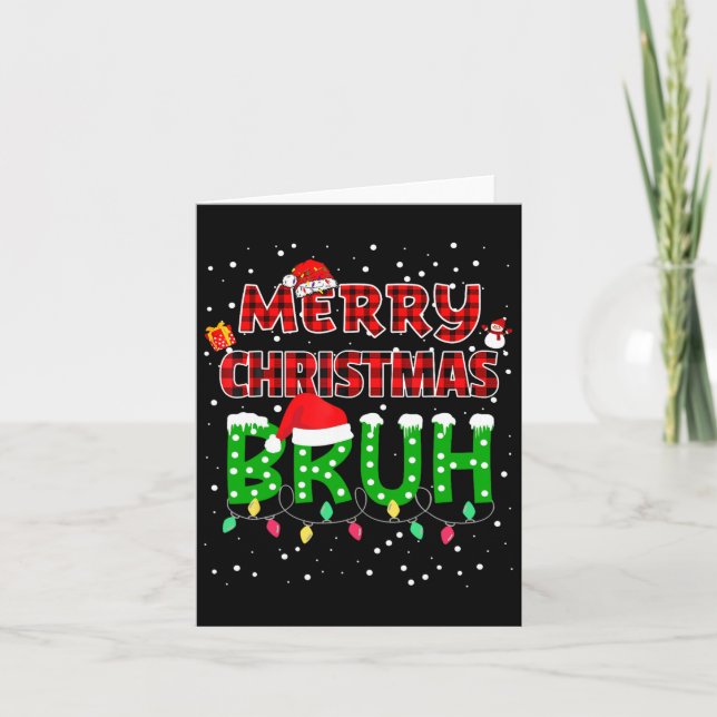 Carte Bruh Joyeux Noël Rouge Plaqué Jeu de Noël Pyjama (Devant)