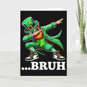 Carte Bruh Leprechaun qui fait le dab Funny Meme Enfants