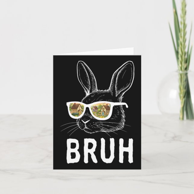 Carte Bruh Pâques Jour Funky Lapin Lapin Face Gles Easte (Devant)