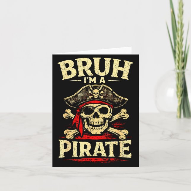 Carte Bruh un pirate crâne cache-œil os croisés chapeau (Devant)