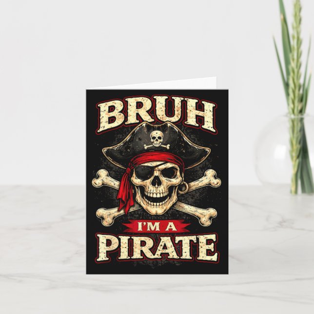 Carte Bruh un pirate crâne cache-œil os croisés drôle (Devant)