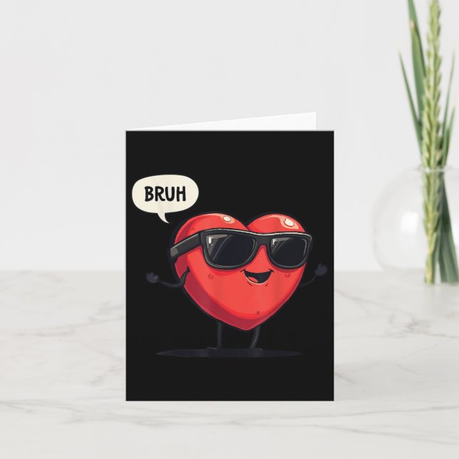 Carte Bruh Valentines Day Coeur Humour Mème Hommes Femme (Devant)