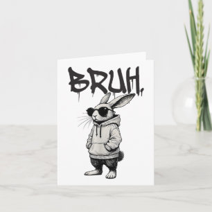 Carte Bruh Visage Bunny Avec Sungles Hip hop Pâques Homm