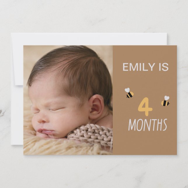 carte brune 2 mois d'âge abeilles mignonnes avec p (Devant)