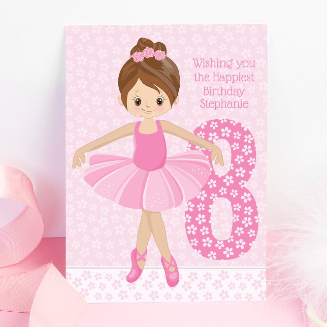 Carte Brunette Ballerina personnalisée Anniversaire (Créateur téléchargé)